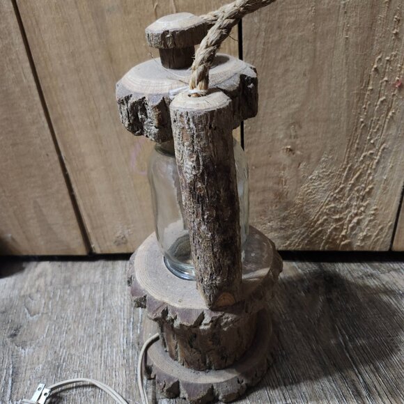 rustic wooden with glass mason jar lantern - Picture 8 of 14